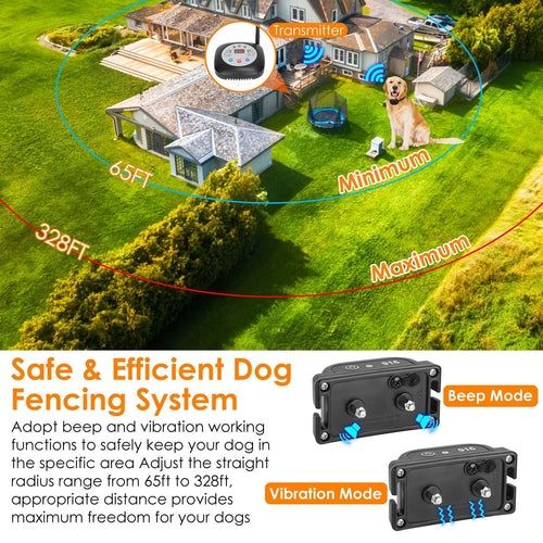 328FT Electric Wireless Dog Fence System With GPS Location